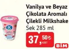 SEK VANİLYA VE BEYAZ ÇİKOLATA AROMALI ÇİLEKLİ MİLKSHAKE 285 ML fiyat ve kampanya bilgisi